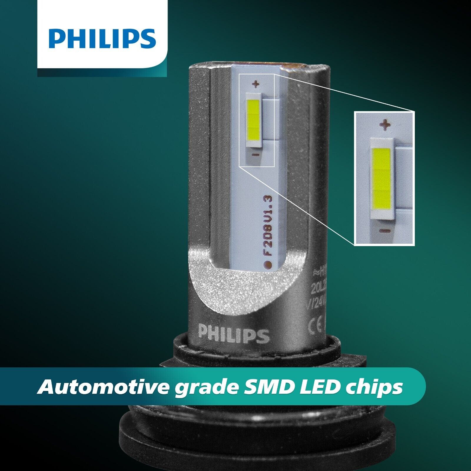 Philips UltinonSport LED Headlight Bulbs – H11, 6000K Cool White, 2200 Lumens – 2-Bulb Kit For Low Beam